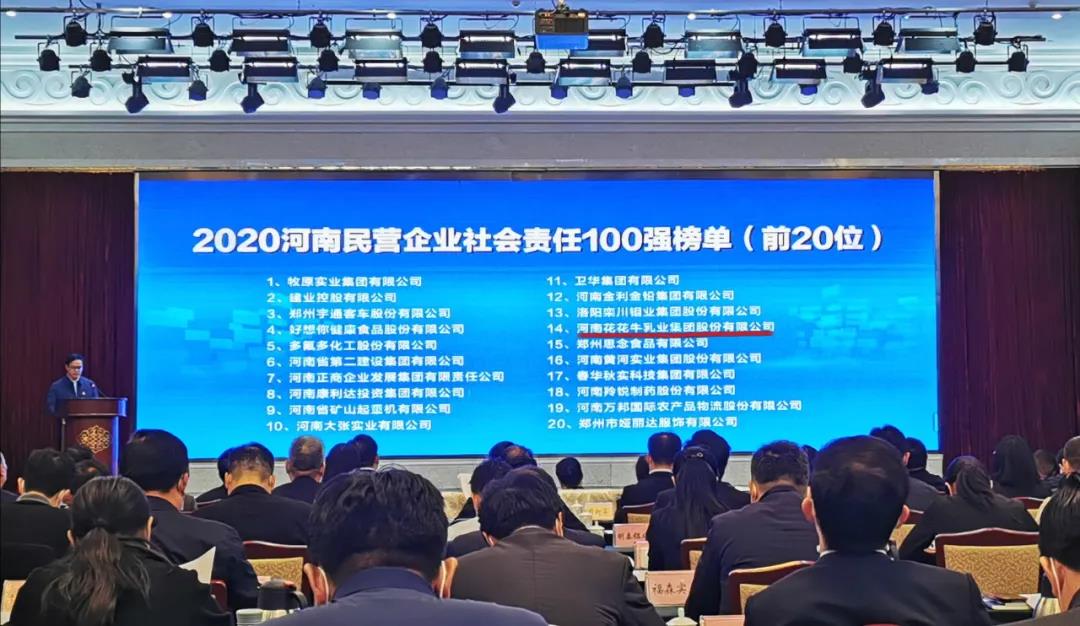 快訊 | 2020河南民營企業(yè)100強發(fā)布 花花牛榮獲“河南民營企業(yè)現(xiàn)代農(nóng)業(yè)100強”、“河南民營企業(yè)社會責(zé)任100強”雙榮譽